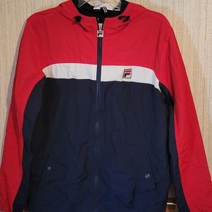 Fila Vintage clipper retro strip hooded jacket size sm